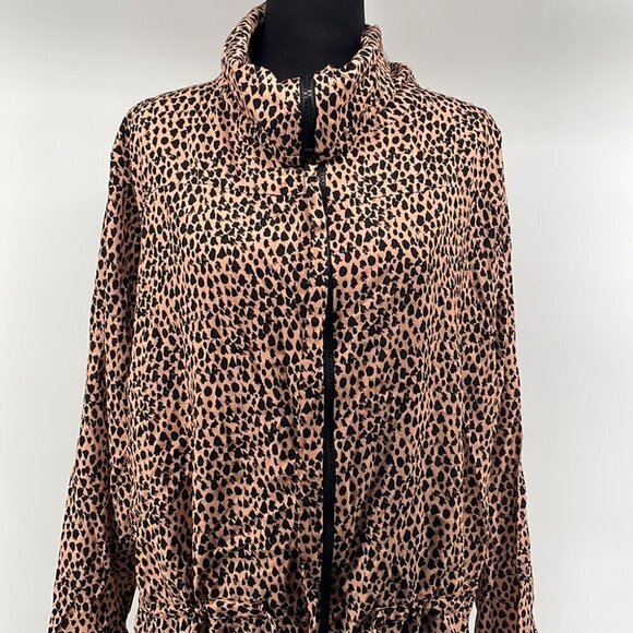 Malai swimwear jacket m cheeta zip up jacket cinch waist animal print sz m/l - Picture 3 of 12